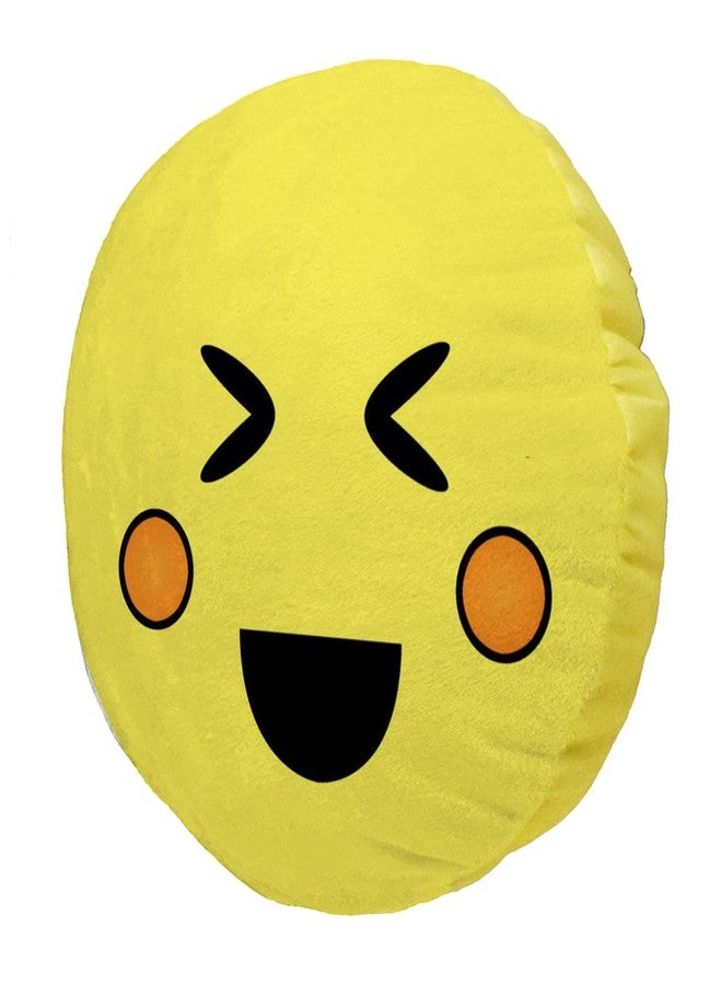 DREAMVIO Velvet Round Shape Fabric Printed Soft Plush Filled Cushions/Pillow - 11X11 Inch, Smiley 17 (Yellow) - Image 4